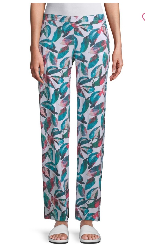 Onia Swim Pants Beach Fitted Casual Mila Bay Laurel Leaf Watercolor Slip Pockets